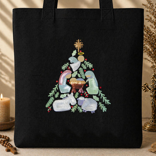 Nativity Tree Tote Bag