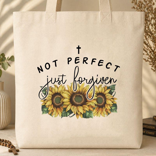 Not Perfect Just Forgiven Sunflower Tote Bag