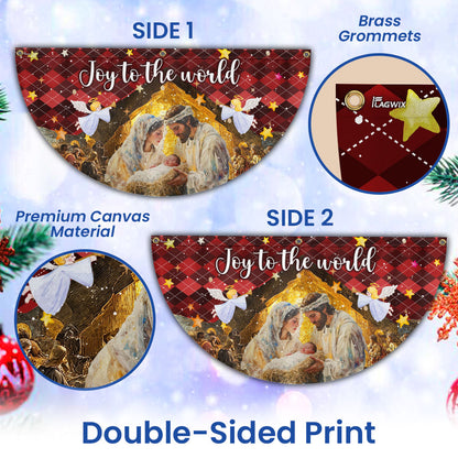 Holy Family Nativity Fan Flag - 'Joy to the World' Non-Pleated Christmas Décor  - 3-Day Shipping