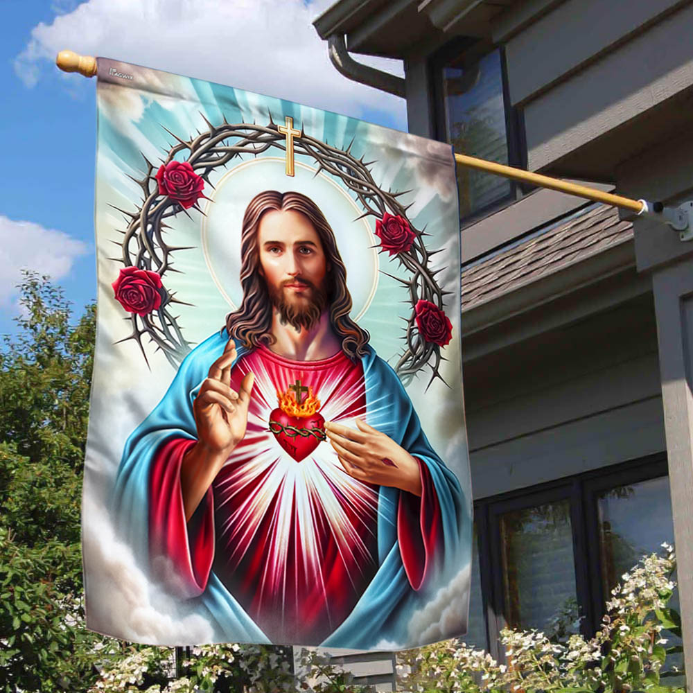 The Sacred Heart of Jesus Religious Flag