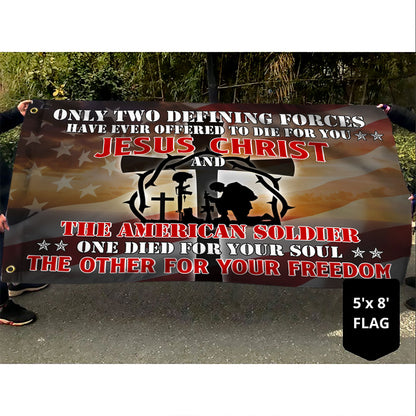 U.S. Veteran Day Jesus And Soldiers Grommet Flag