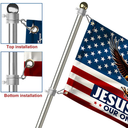 Jesus Our Hope American Eagle Grommet Flag