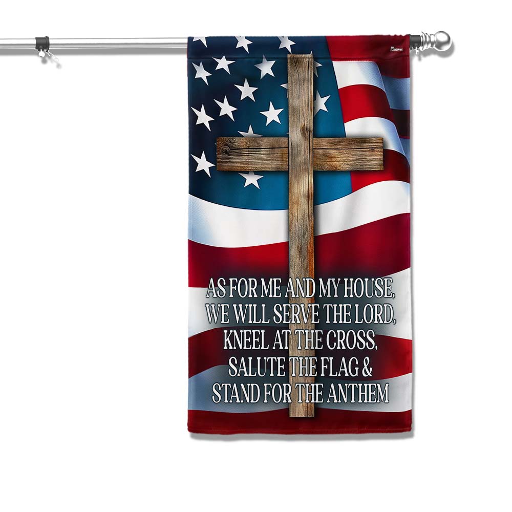 FLAGWIX  Jesus Cross Patriotic Flag As For Me And My House We Will Serve The Lord Flag