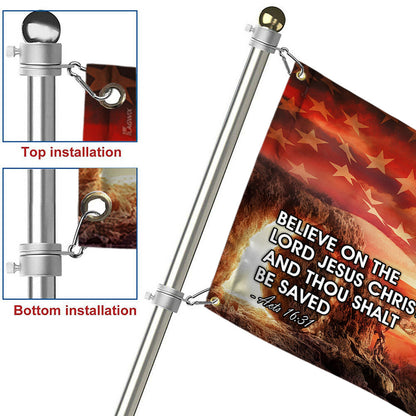 Jesus Grommet Flag Believe On The Lord Jesus Christ