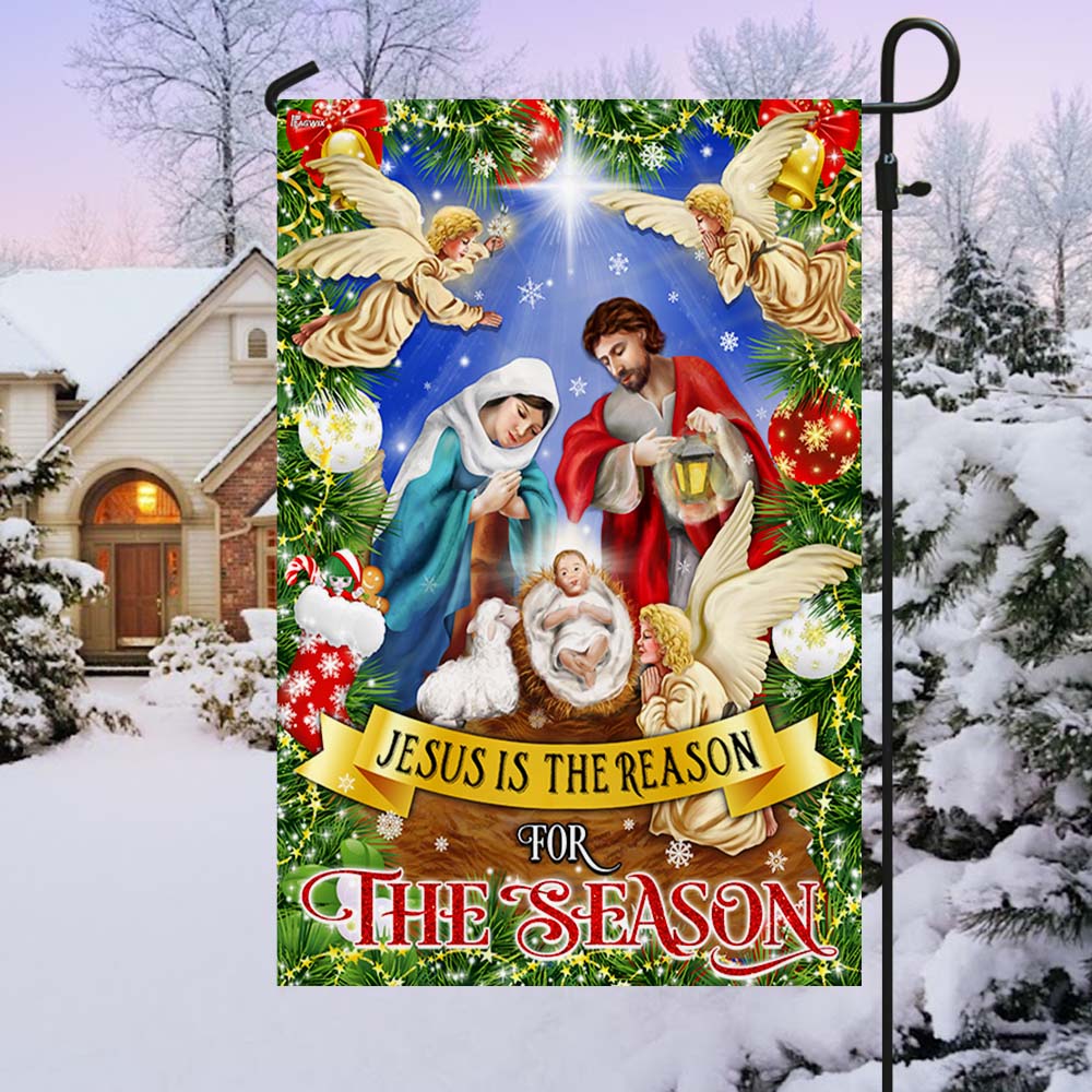 Nativity of Jesus Holy Night Christmas Flag Jesus Is The Reason For The Season