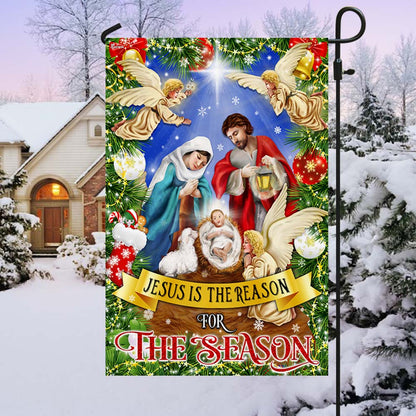 Nativity of Jesus Holy Night Christmas Flag Jesus Is The Reason For The Season