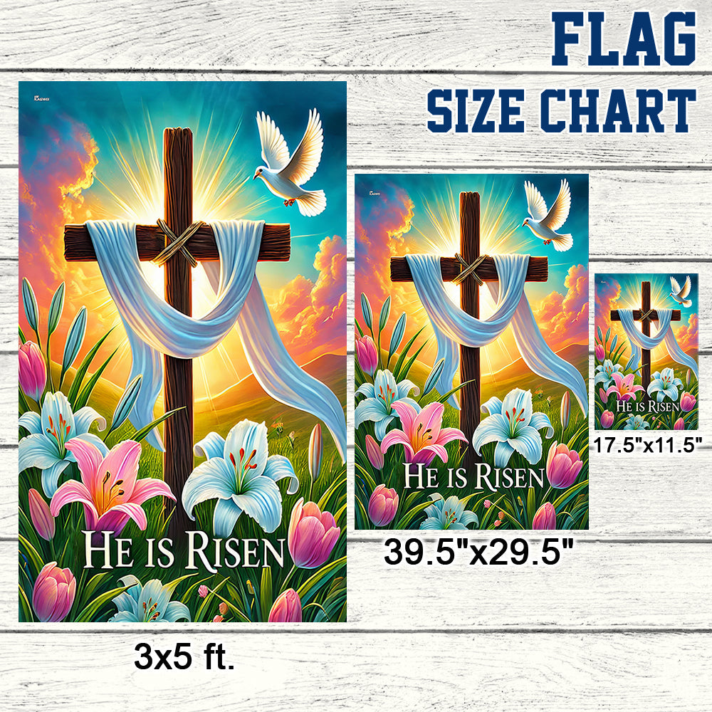 Easter Christian Cross Jesus He Is Risen Flag