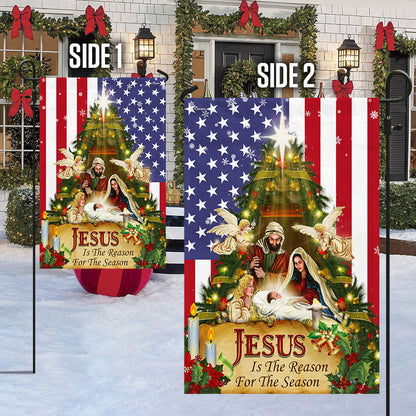 Nativity of Jesus Holy Family Jesus Is The Reason For The Season Flag
