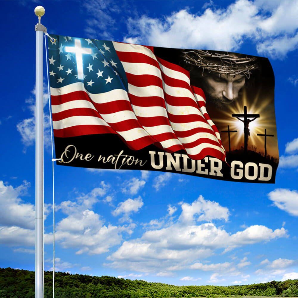 Flagwix American Flag - One Nation Under God, Jesus Christian Patriotic American Grommet Flag