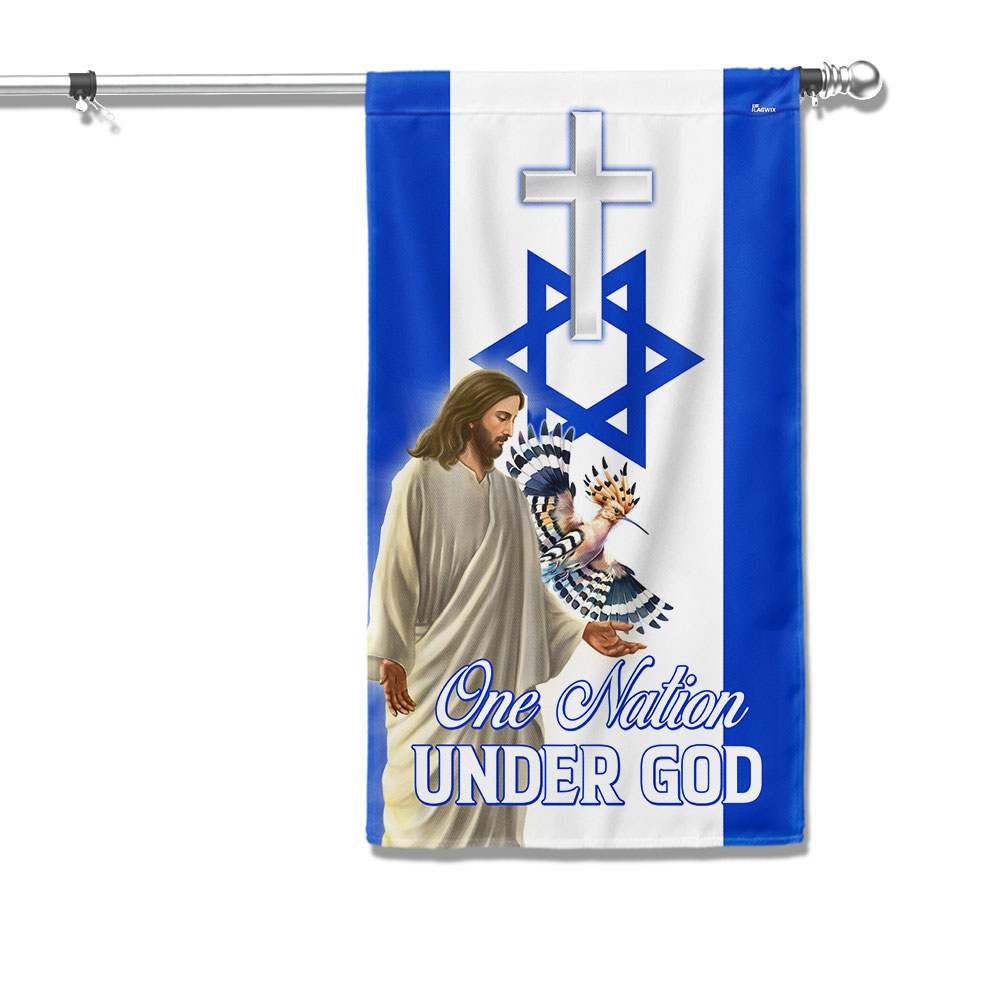 One Nation Under God Israel Jesus Christ Hoopoes Bird Flag