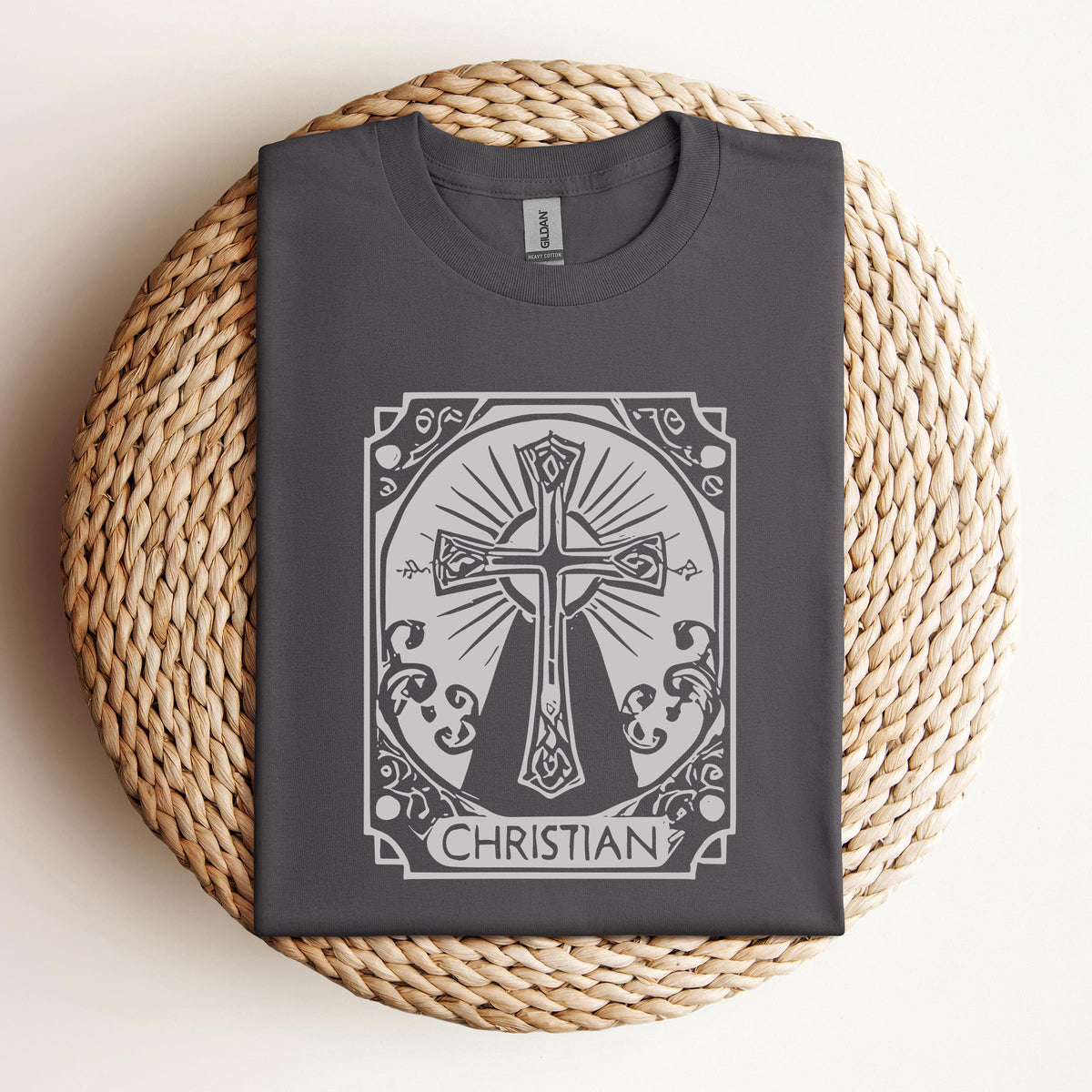 Ornate Silver Grey Cross Christian