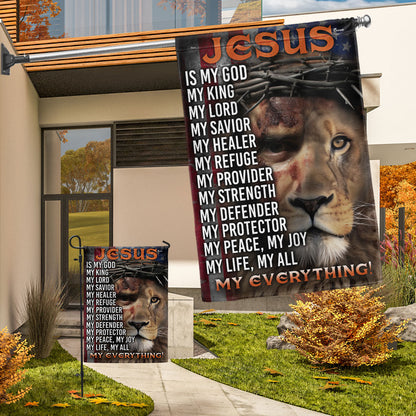 Jesus Is My God, My Everything, Lion Christian Cross Jesus Flag