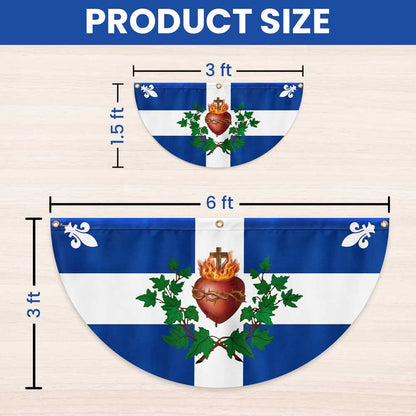 Quebec Sacred Heart Of Jesus Flag Christian Catholic Non-Pleated Fan Flag