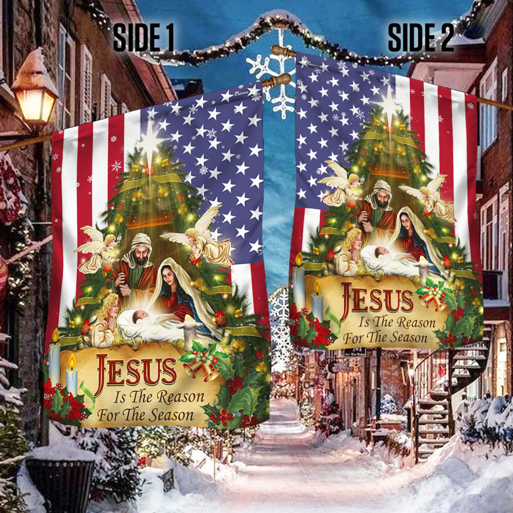 Nativity of Jesus Holy Family Jesus Is The Reason For The Season Flag