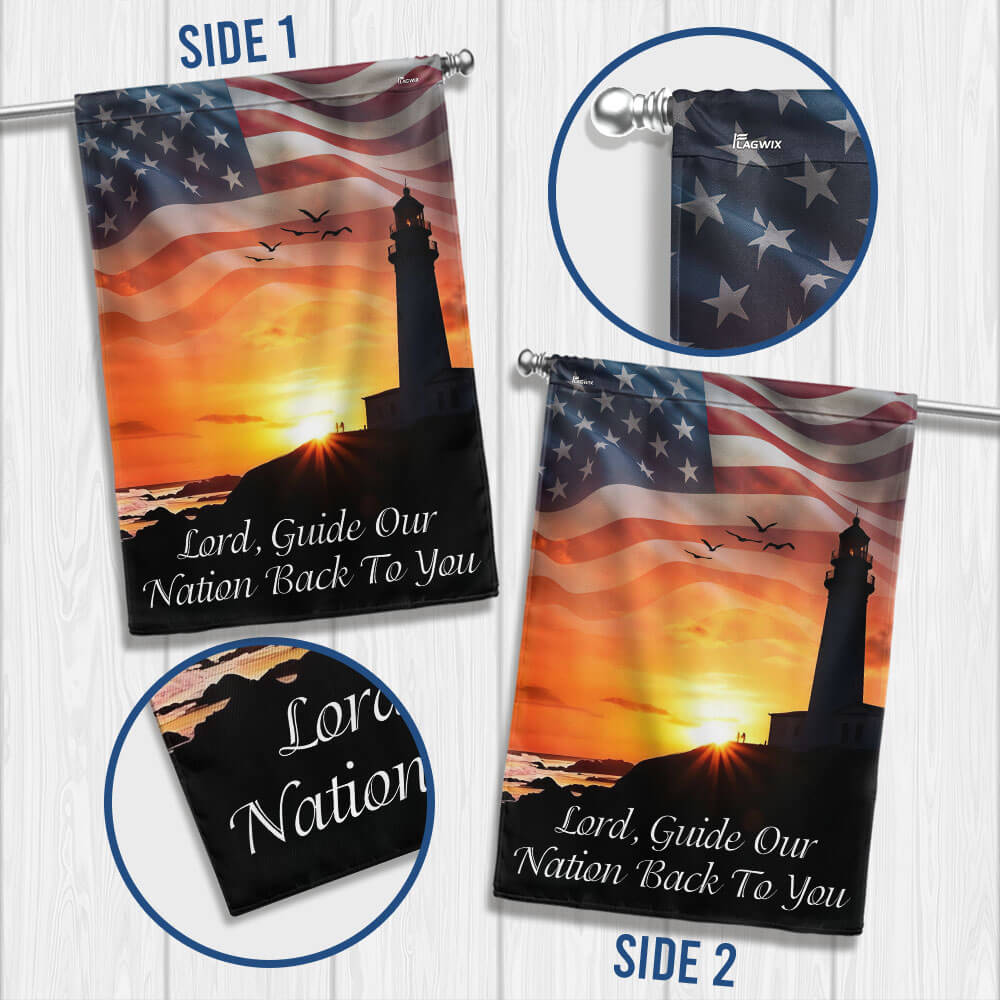 Christian Jesus Lighthouse Flag Lord Guide Our  Nation Back To You Flag