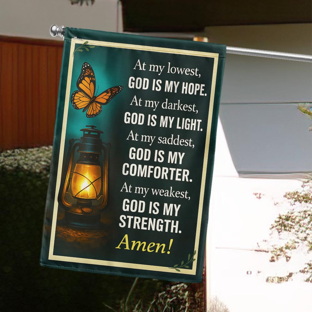 Inspirational Christian God Is My Strength Flag