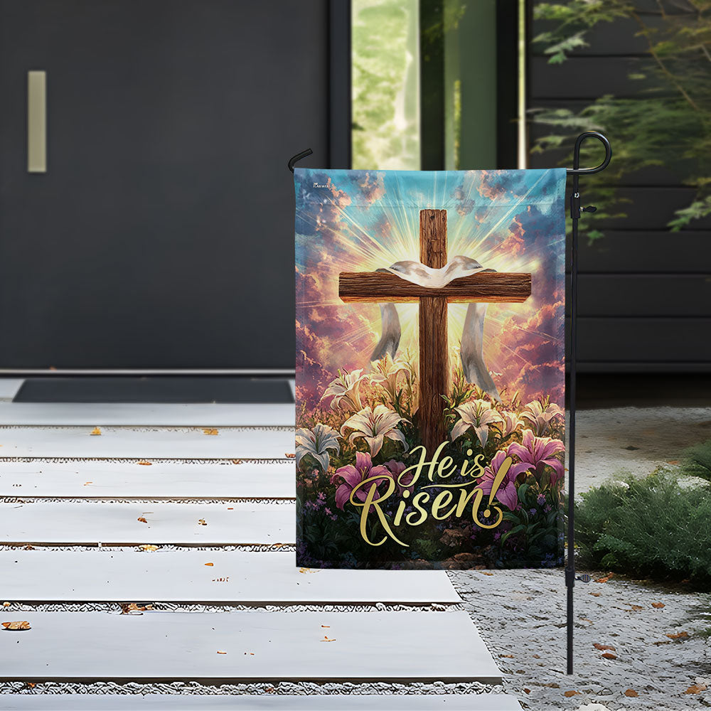 Easter Cross He Is Risen Resurrection of Jesus Christian Cross Flag