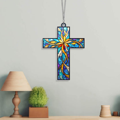Christian Cross Suncatcher Hanging Sign