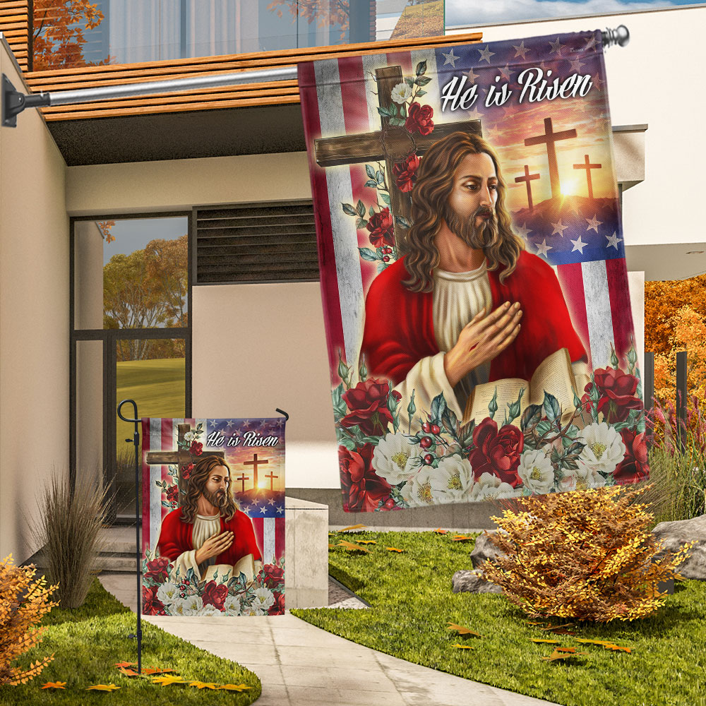 Easter Jesus Christ He Is Risen Flag