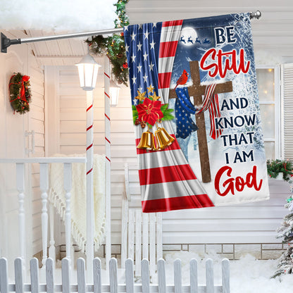 Jesus Christ Cross Christmas Flag  Be Still &amp; Know That I Am God Flag