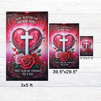 God Blessed Us, Christian Heart Valentine Flag