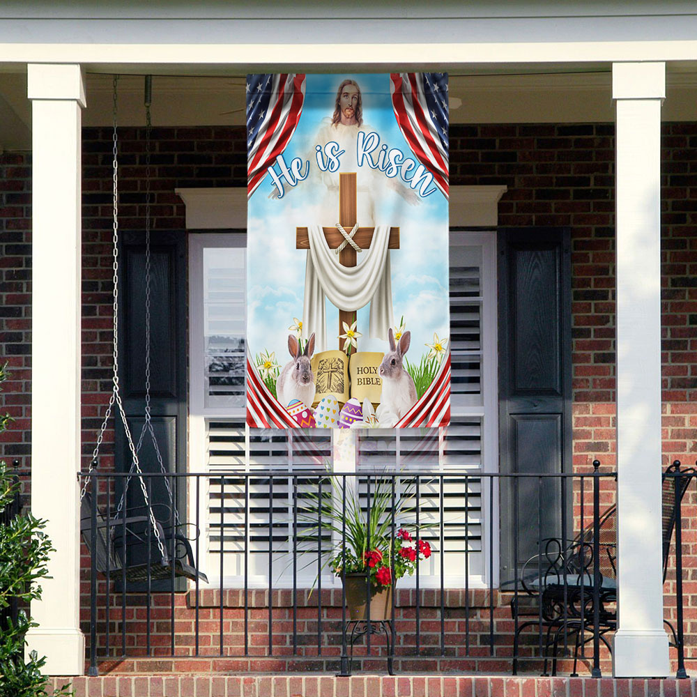 Easter Day Rabbit Flag He Is Risen Jesus Christ Flag