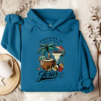 Paradise Is Chilling With Jesus Matthew 11.28 Hoodie