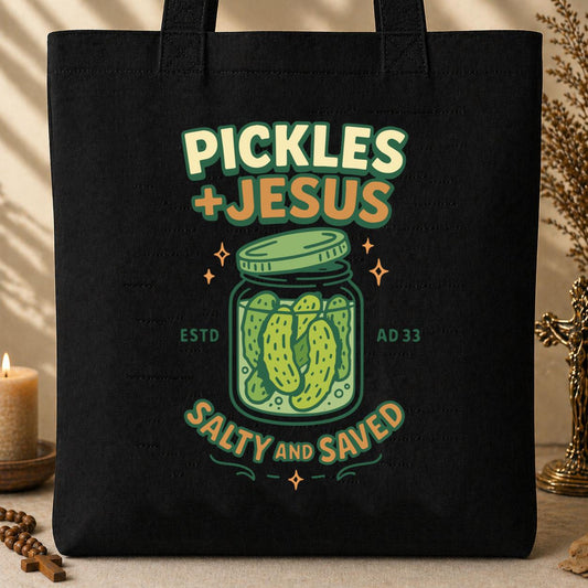 Pickles Jesus Salty And Saved Tote Bag