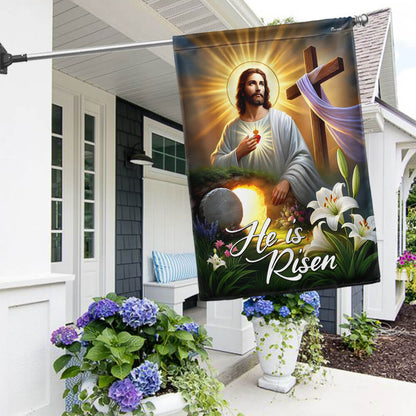 Easter Cross Resurrection He Is Risen Flag