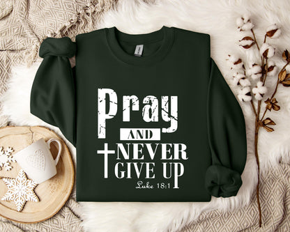 Pray And Never Give Up Luke 18.1 Sweatshirt