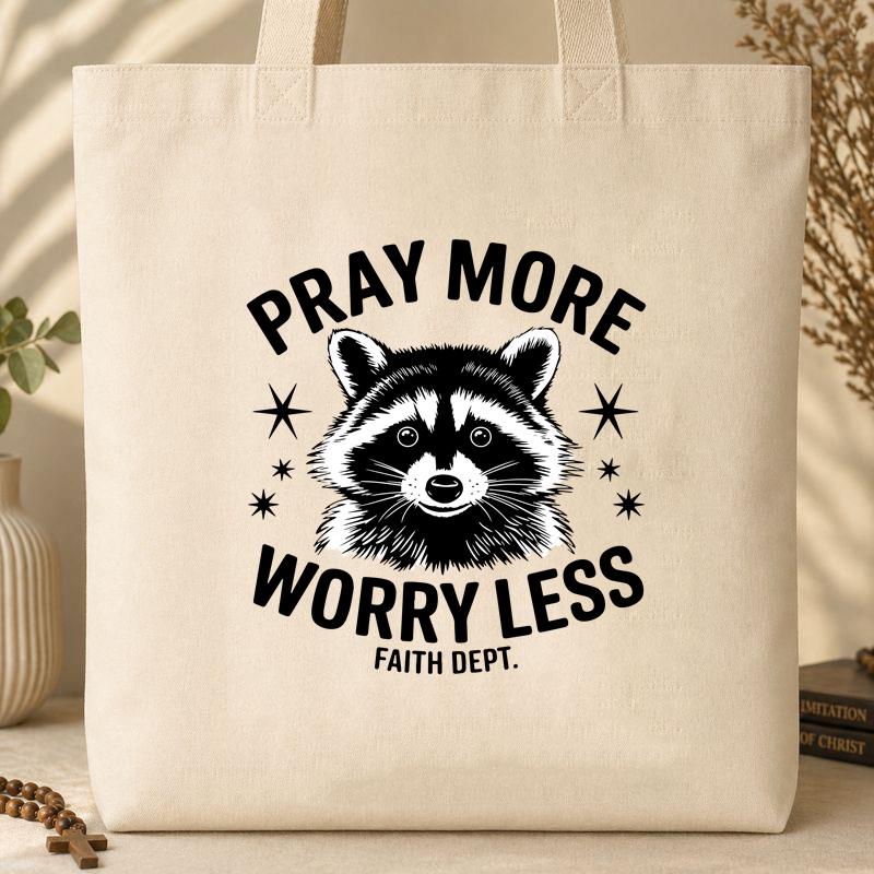 Pray More Worry Less Faith Dept Tote Bag