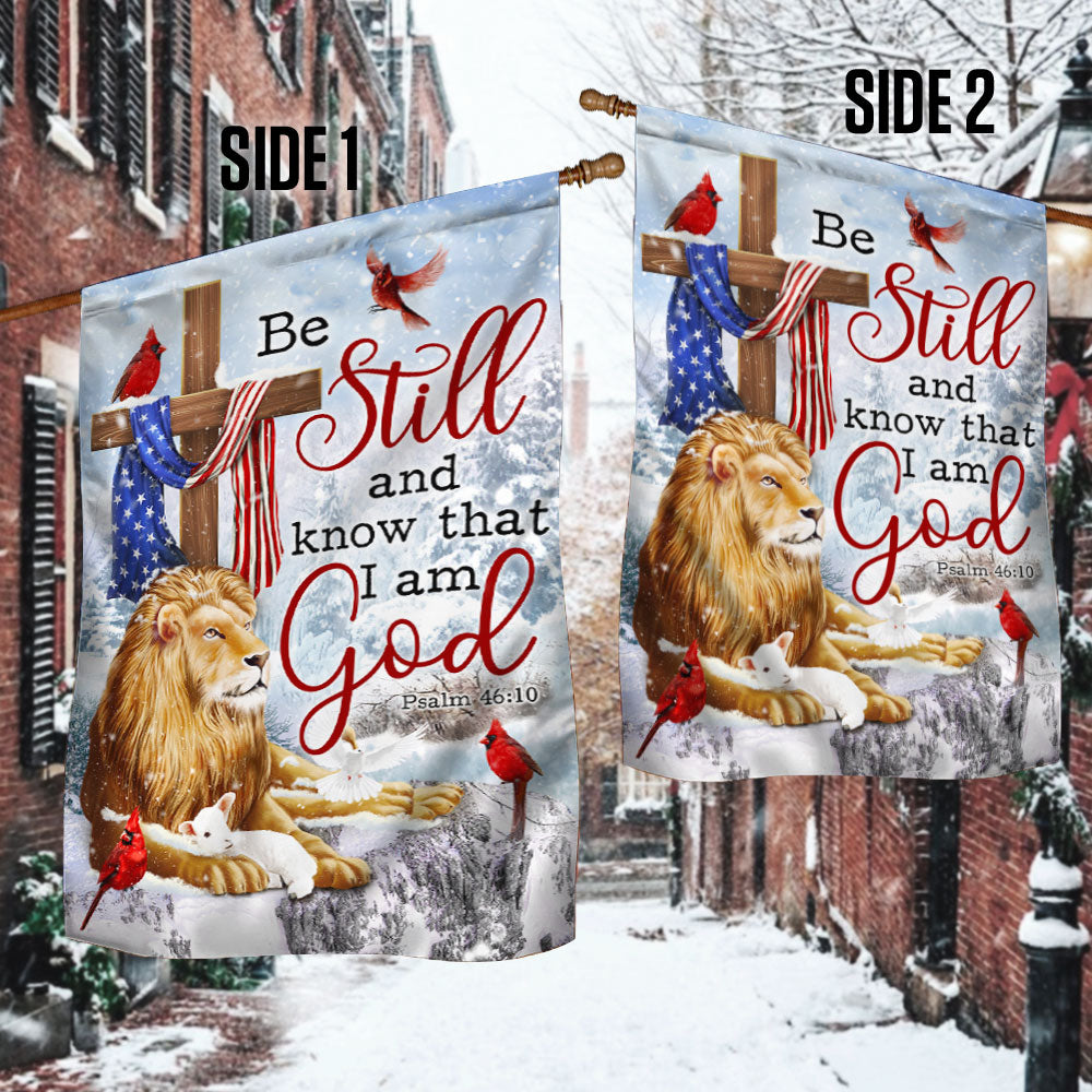 Be Still And Know That I Am God Lion of Judah Christmas Flag