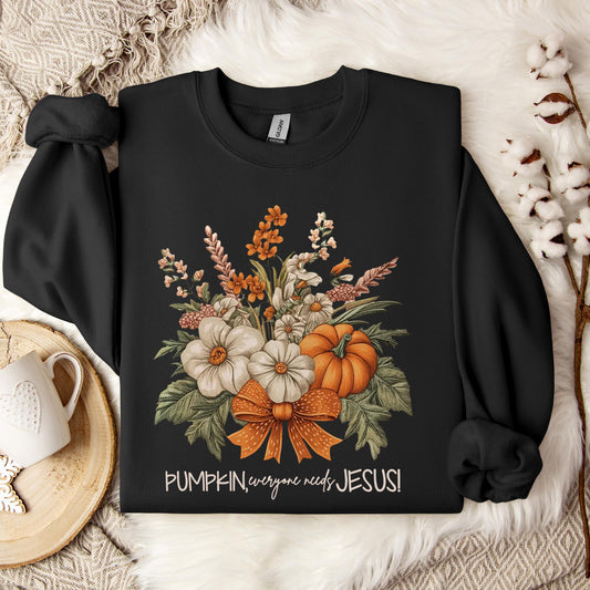 Pumpkin Everyone Needs Jesus Sweatshirt