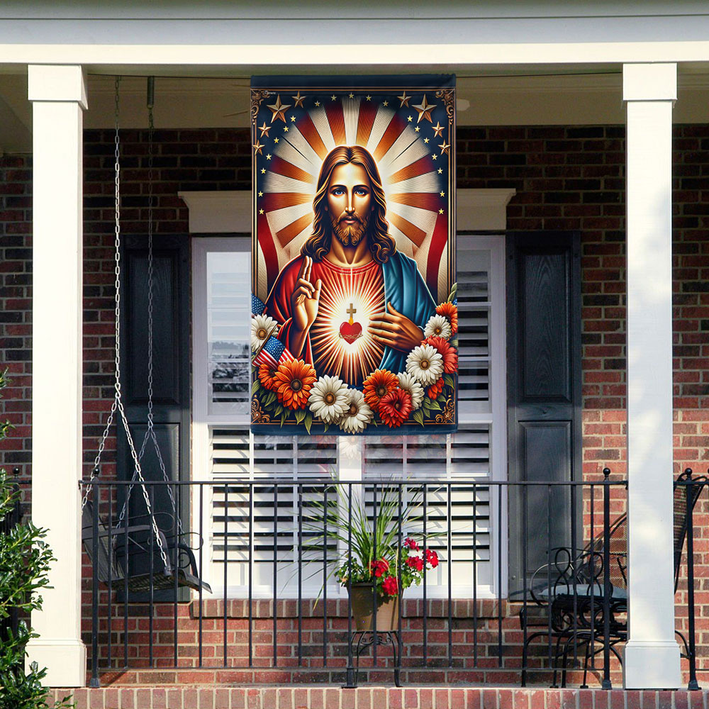 FLAGWIX Sacred Heart of Jesus Religious American Flag