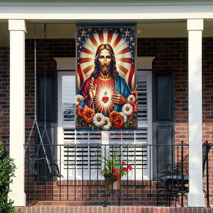 FLAGWIX Sacred Heart of Jesus Religious American Flag