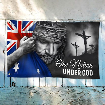 One Nation Under God Jesus Australian Flag - Patriotic Grommet Flag
