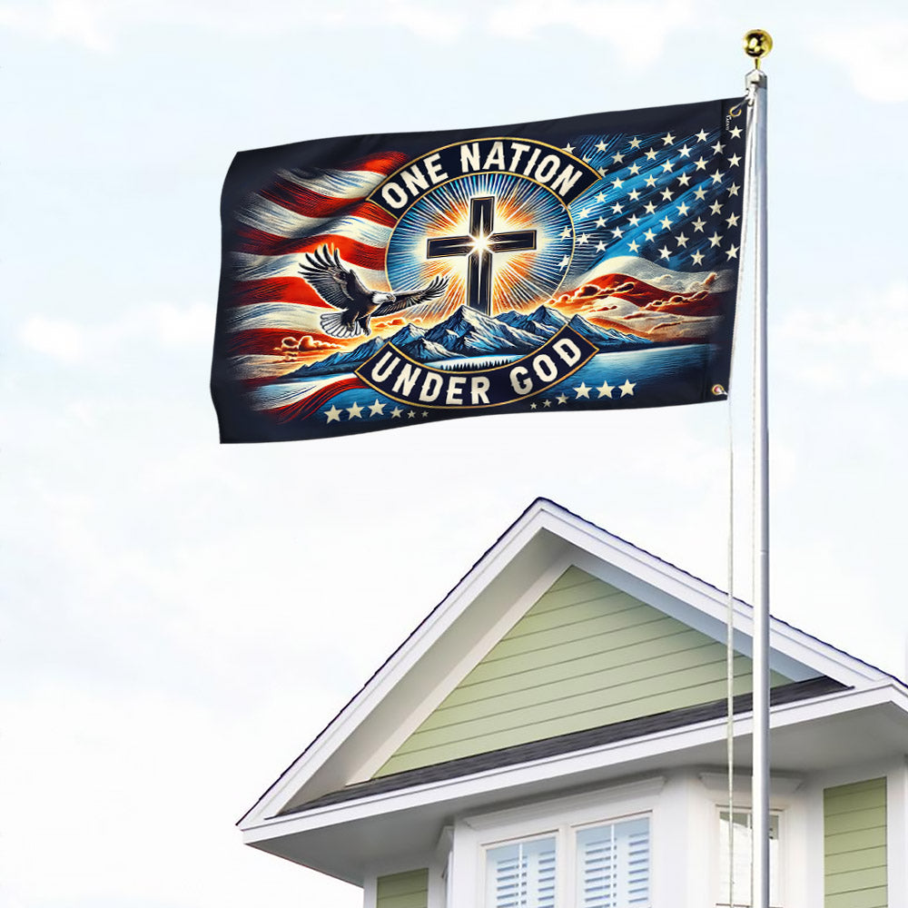 One Nation Under God Christian Patriotism American Grommet Flag