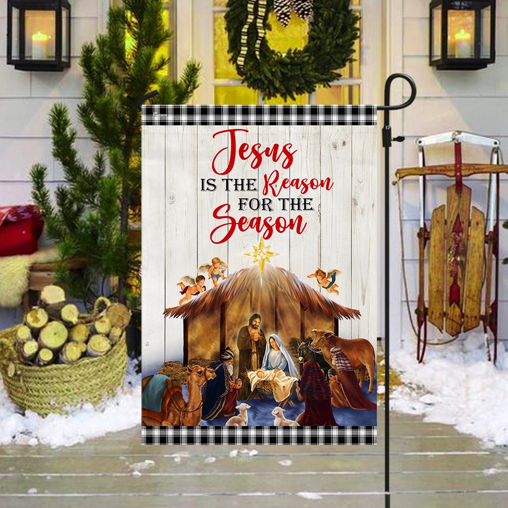 Holy Family Nativity of Jesus Christmas Flag Jesus Is The Reason For The Season Flag