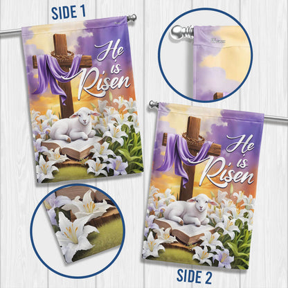 Easter Flag He Is Risen Christian Cross Lamb Flag