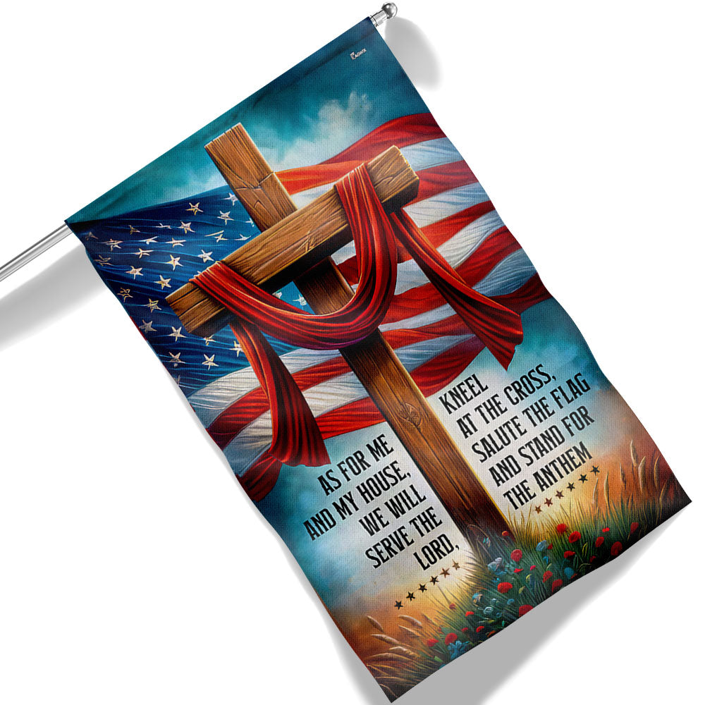 FLAGWIX  Jesus Cross American Flag As For Me And My House We Will Serve The Lord Flag