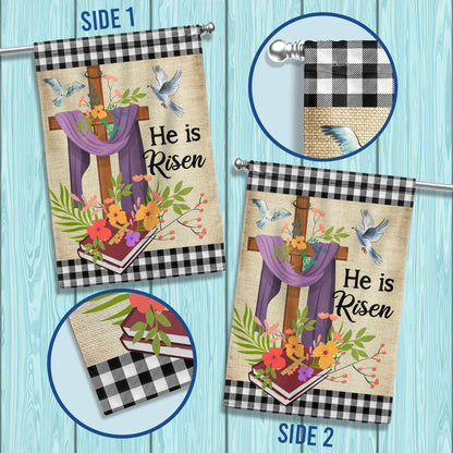 Easter Christian Cross Jesus Christ He Is Risen Flag