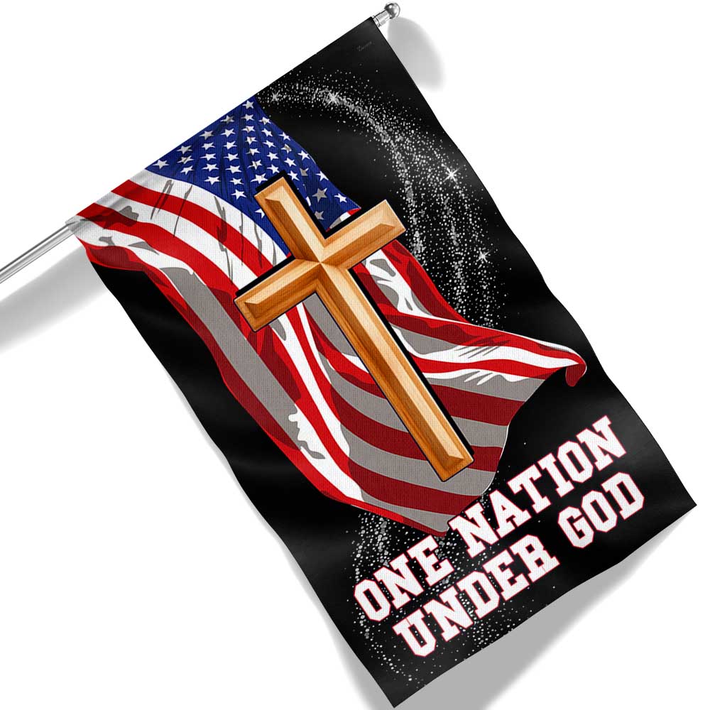 One Nation Under God Christian Cross American Flag