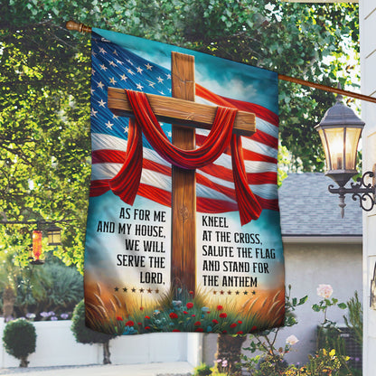 FLAGWIX  Jesus Cross American Flag As For Me And My House We Will Serve The Lord Flag