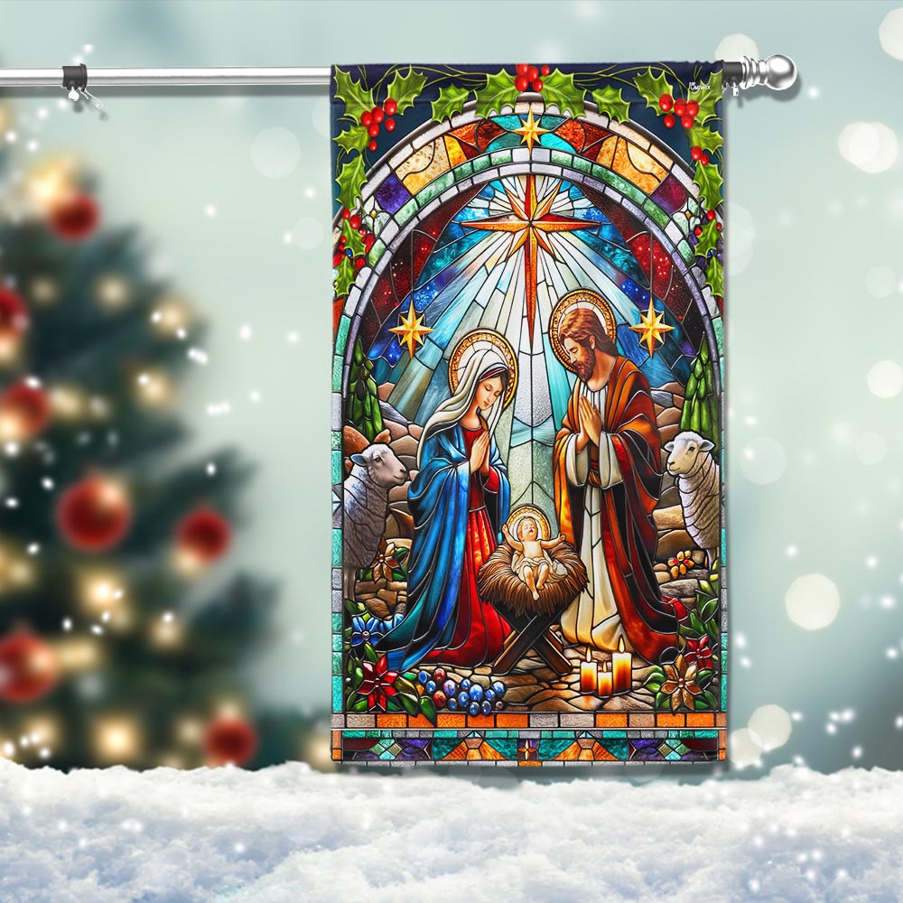 Nativity of Jesus Christmas Oh Holy Night Flag
