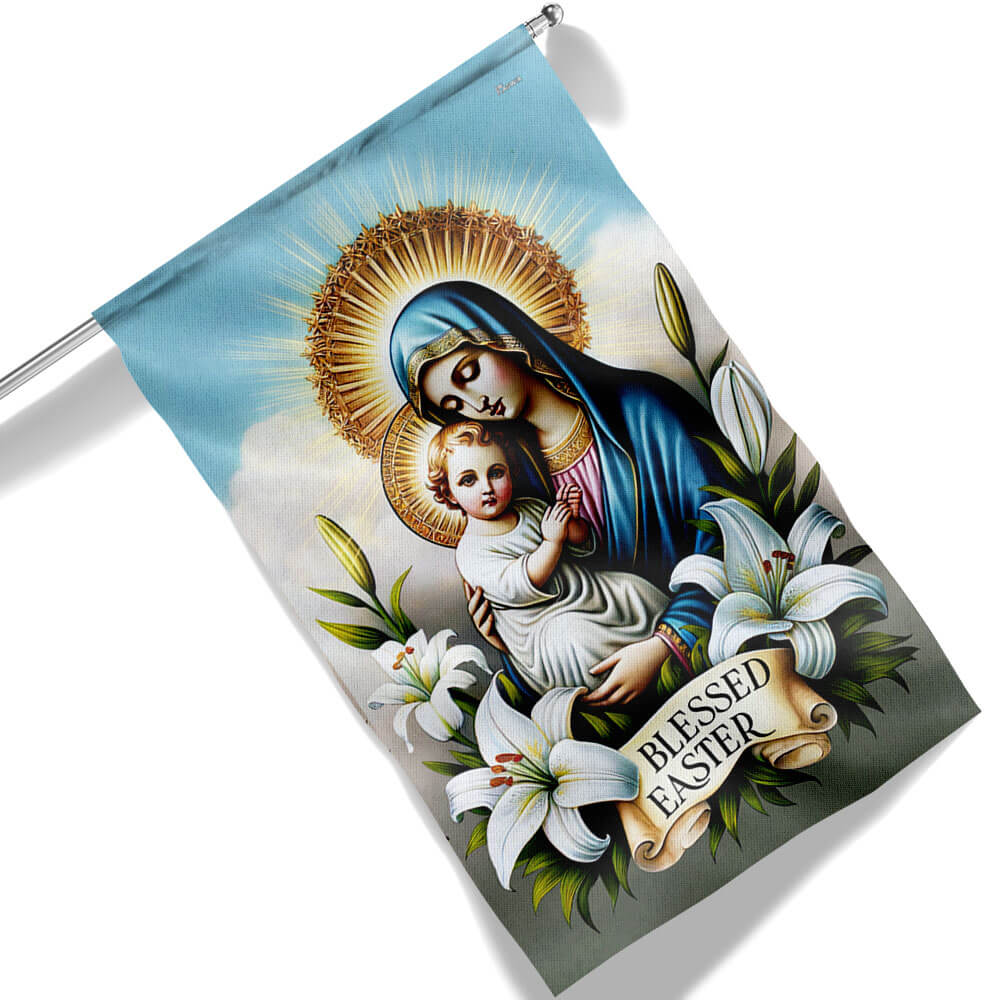 FLAGWIX  Mary Mother and Jesus Christ Blessed Easter Flag