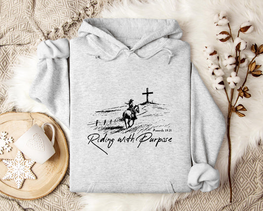 Riding With Purpose Proverbs 19.21 Hoodie