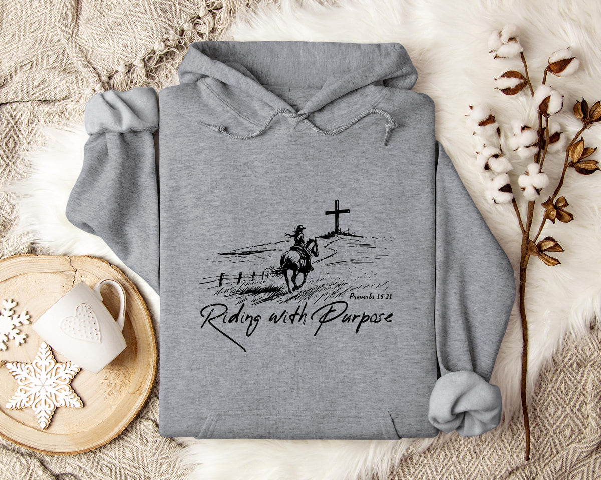 Riding With Purpose Proverbs 19.21 Hoodie