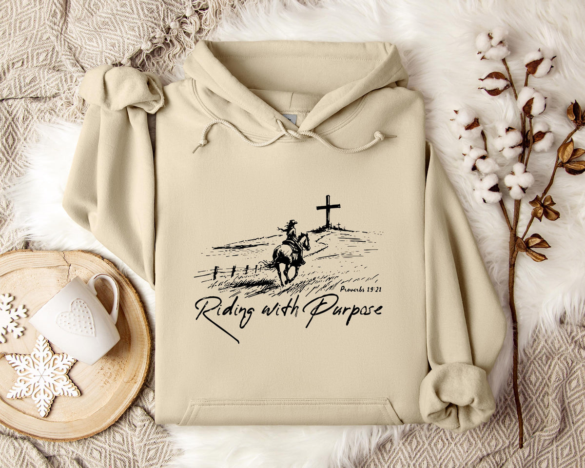 Riding With Purpose Proverbs 19.21 Hoodie