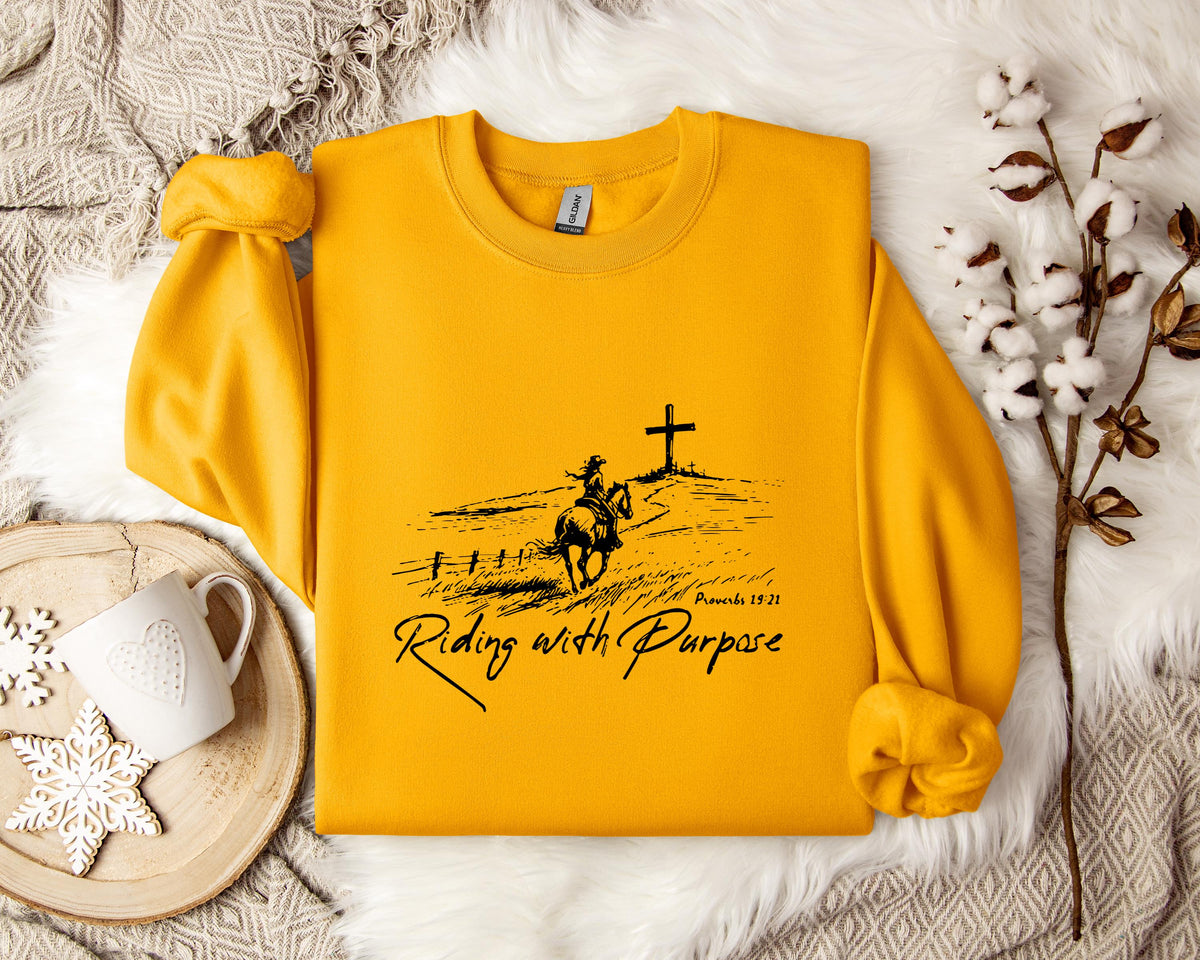 Riding With Purpose Proverbs 19.21 Sweatshirt
