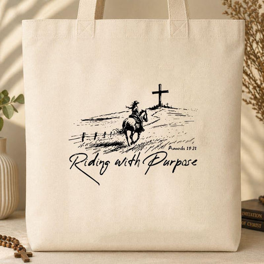 Riding With Purpose Proverbs 19.21 Tote Bag